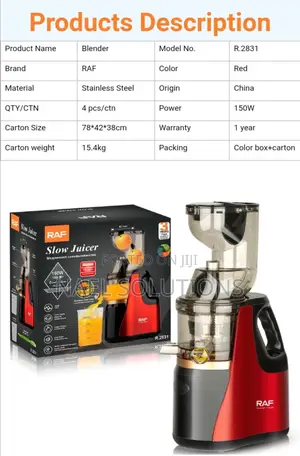 Slow Juicer Raf - 3 Year Warranty