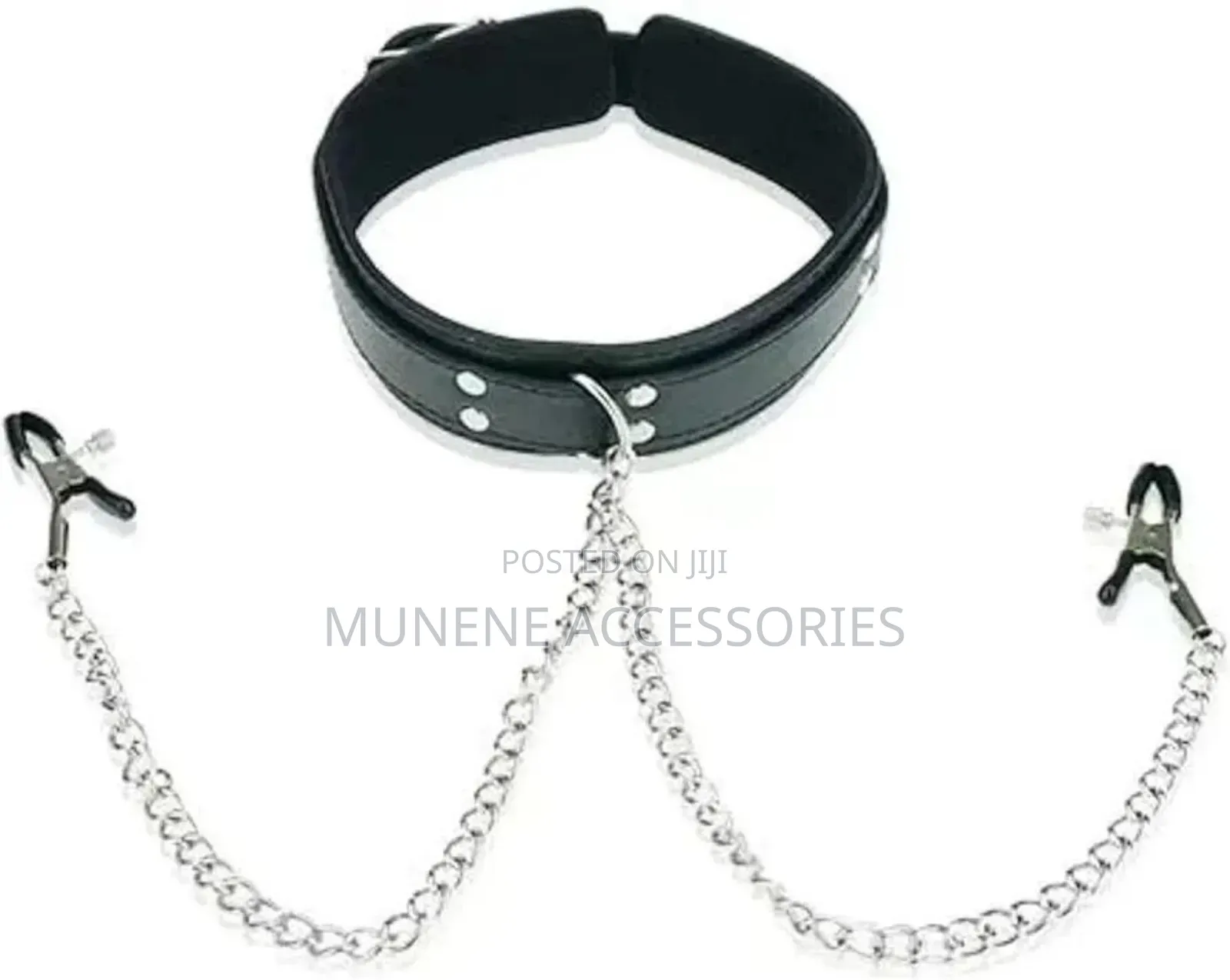 Pu Leather Collar With Nipple Clamps Restraints Bondage Rings Sexy