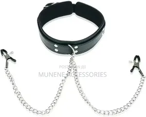 Pu Leather Collar With Nipple Clamps Restraints Bondage Rings Sexy