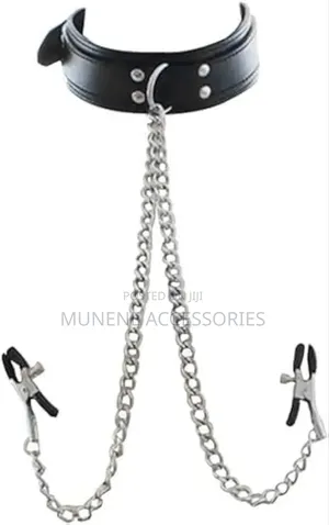 Pu Leather Collar With Nipple Clamps Restraints Bondage Rings Sexy