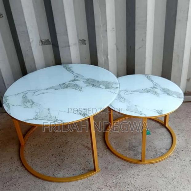 Marble Nesting Coffee Table (Glass Effect) White