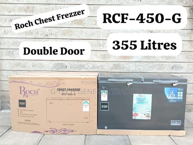 Roch 355l Double Door Dark Silver Chest Freezer - main view