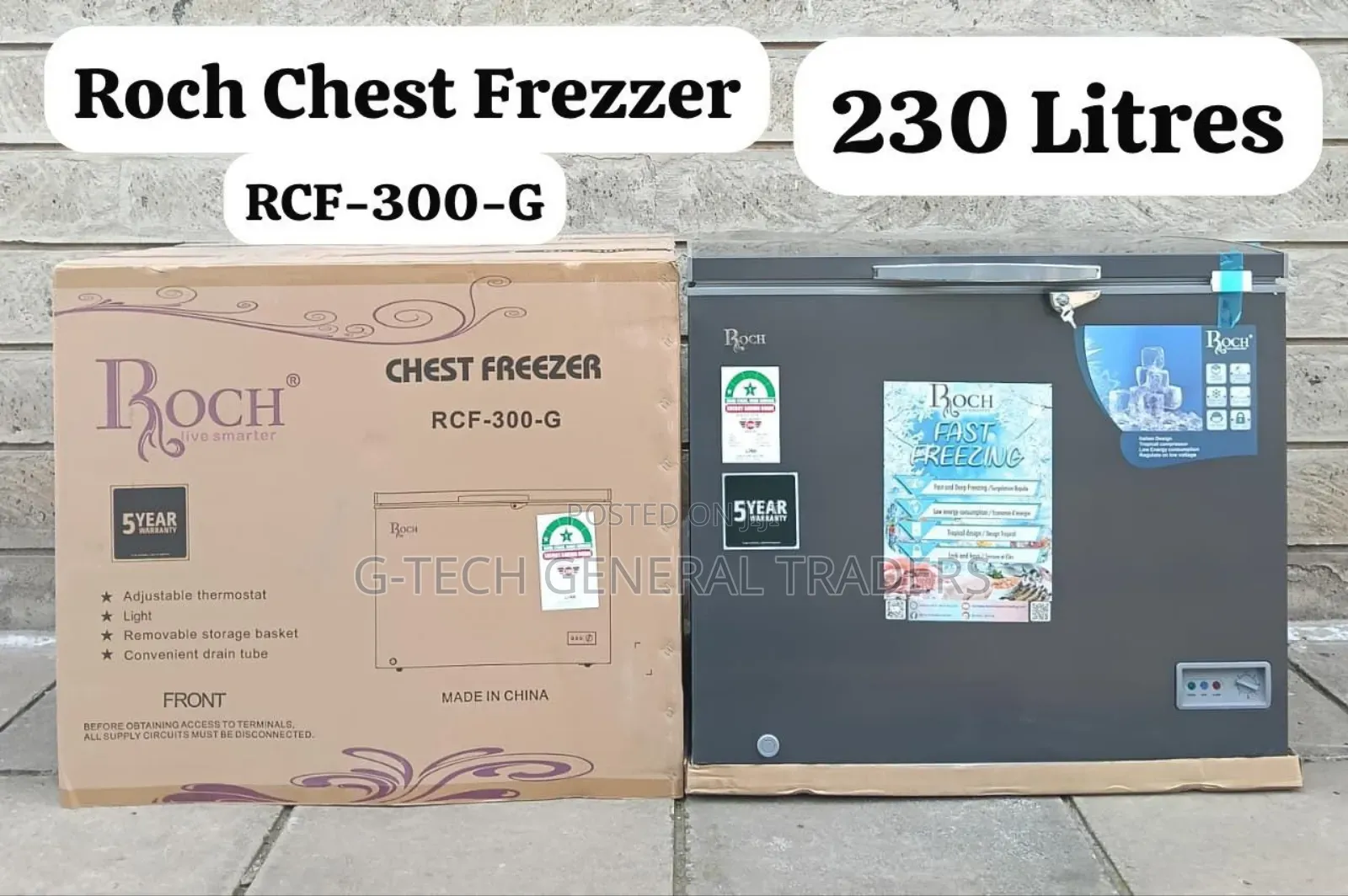 Roch 230l Energy Saver Chest Freezer With Cool Pack And Sliding Door