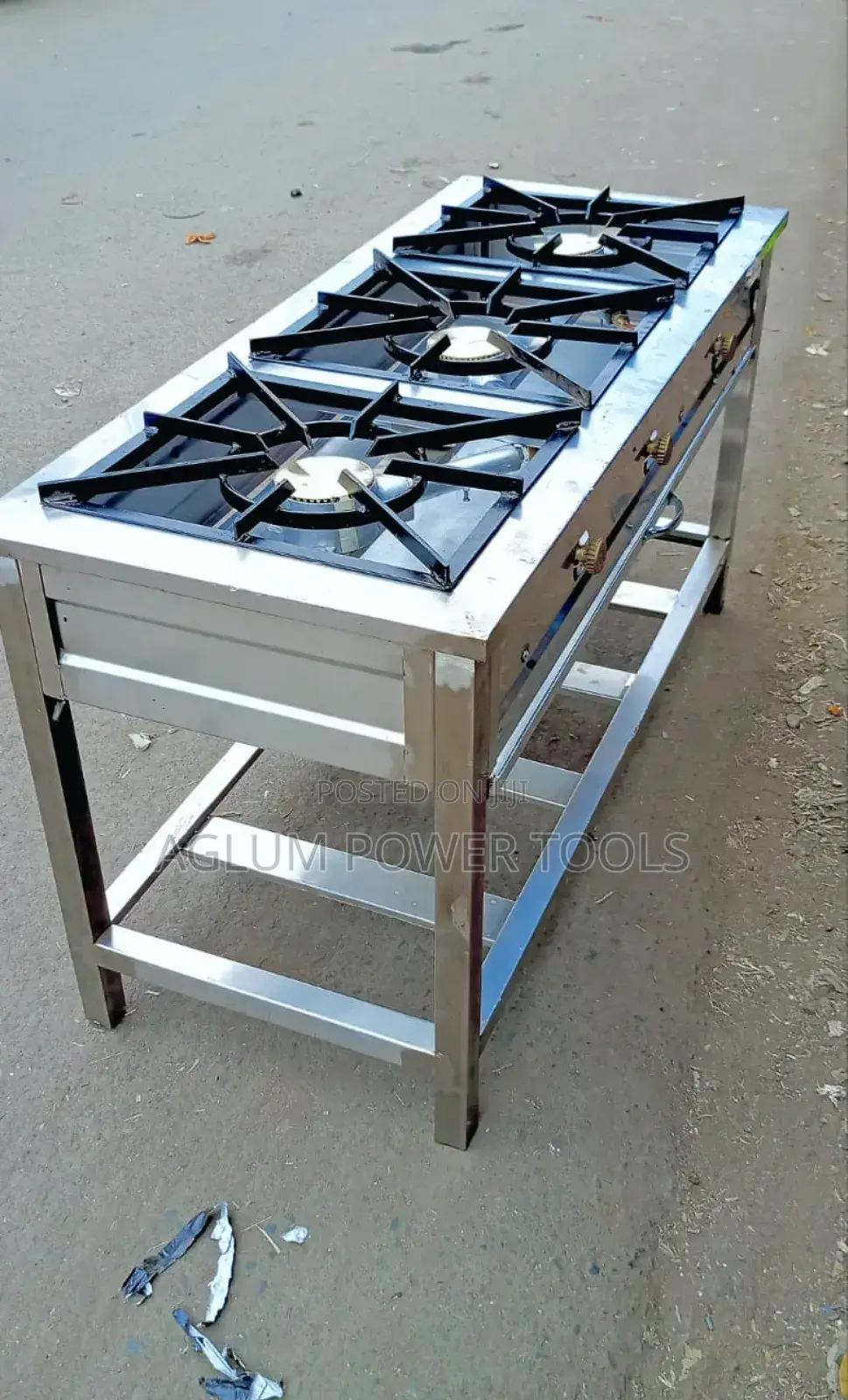 Fabricated 3 Burner Stainless Steel Juakali
