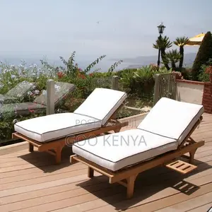 Outdoor Lounge Chair; Poolside Teak Sunbed With Adjustable Backrest