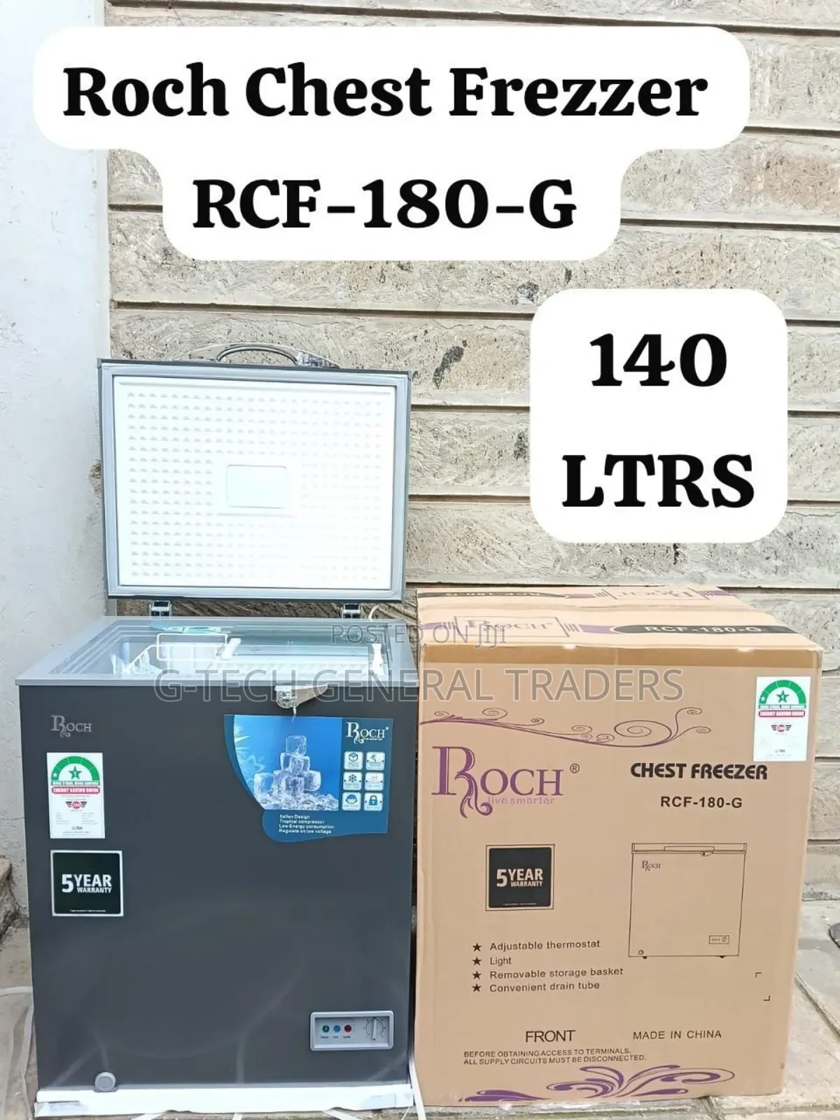 Roch 140l Energy Saver Energy Saver Chest Freezer Rcf-180-g