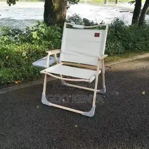 Outdoor Chair; Folding Aluminum Camping Chair With Wood Grain Finish