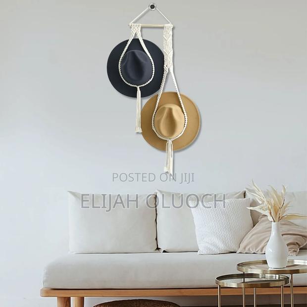 Nordic Style Boho Cotton Hanging Hat Woven Organizer Tapestry - thumbnail 2