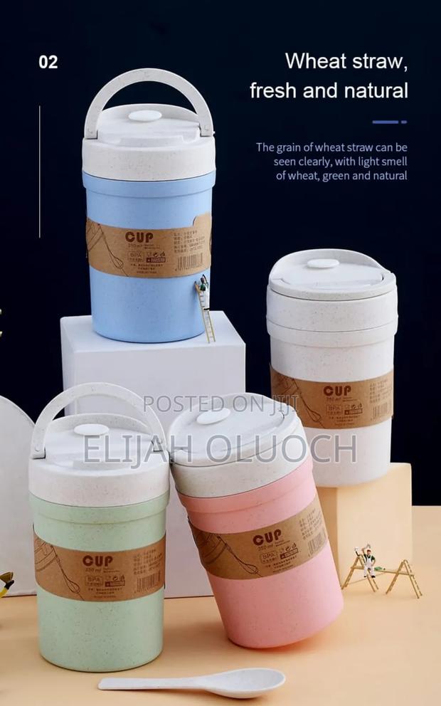 350ml Wheat Straw Soup Cup With Spoon