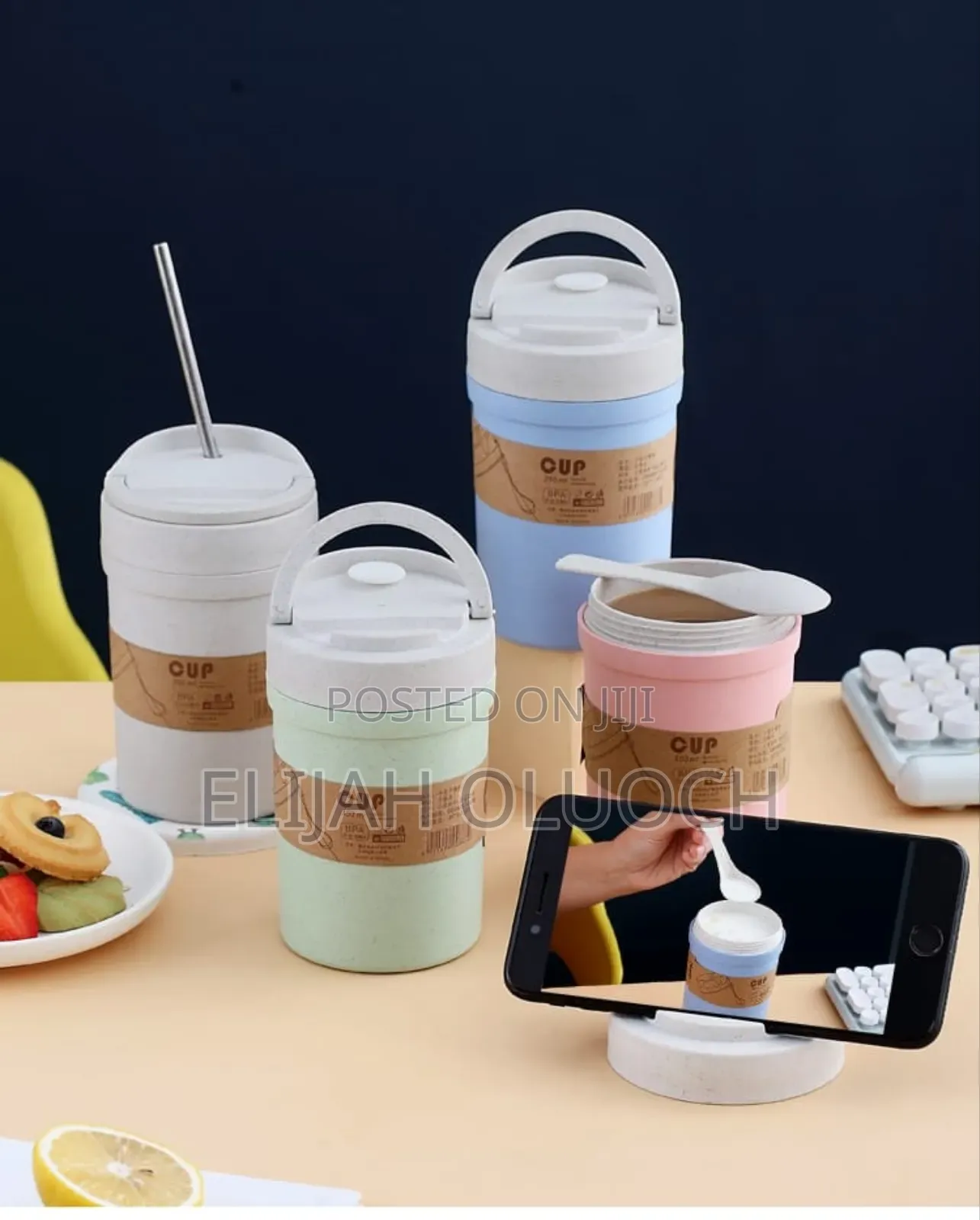 350ml Wheat Straw Soup Cup With Spoon