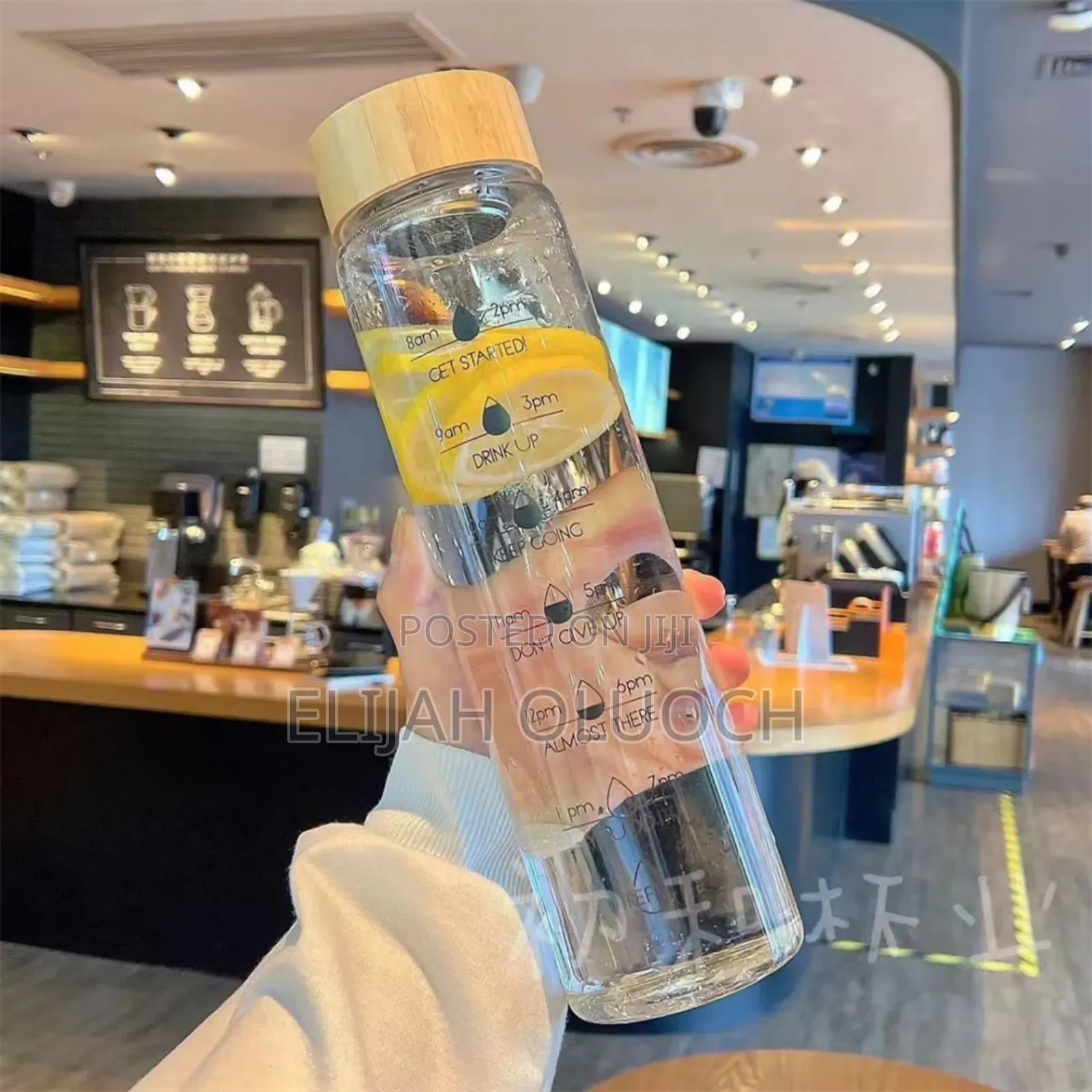 Motivational Time Marker Borosilicate Bottle With Bamboo Lid