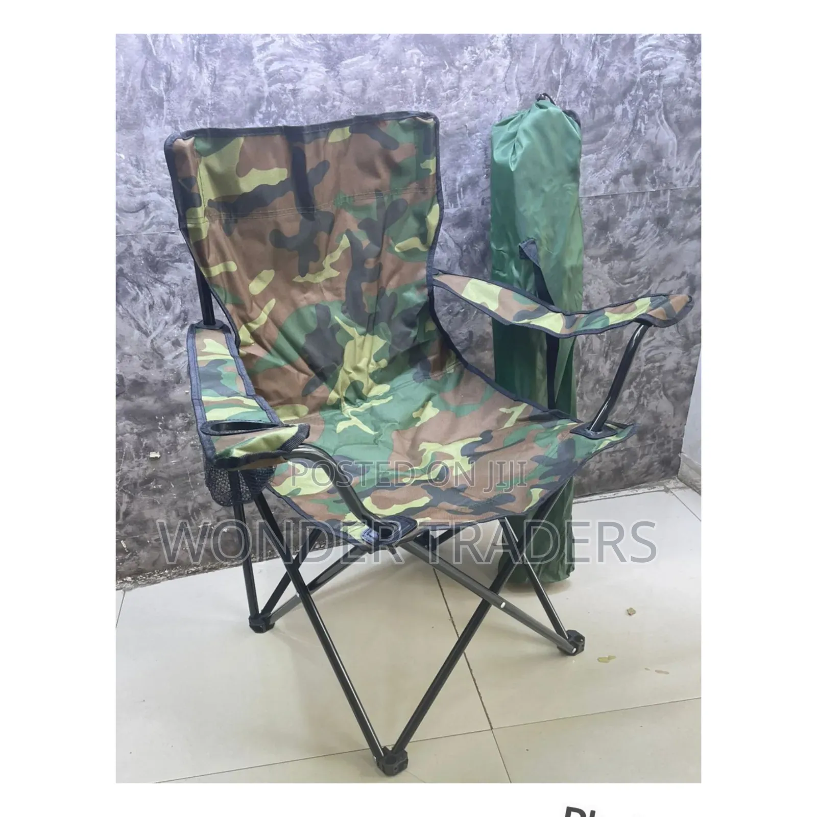 Foldable Camping Chair With Free Carrier
 Bag and Cups Holder