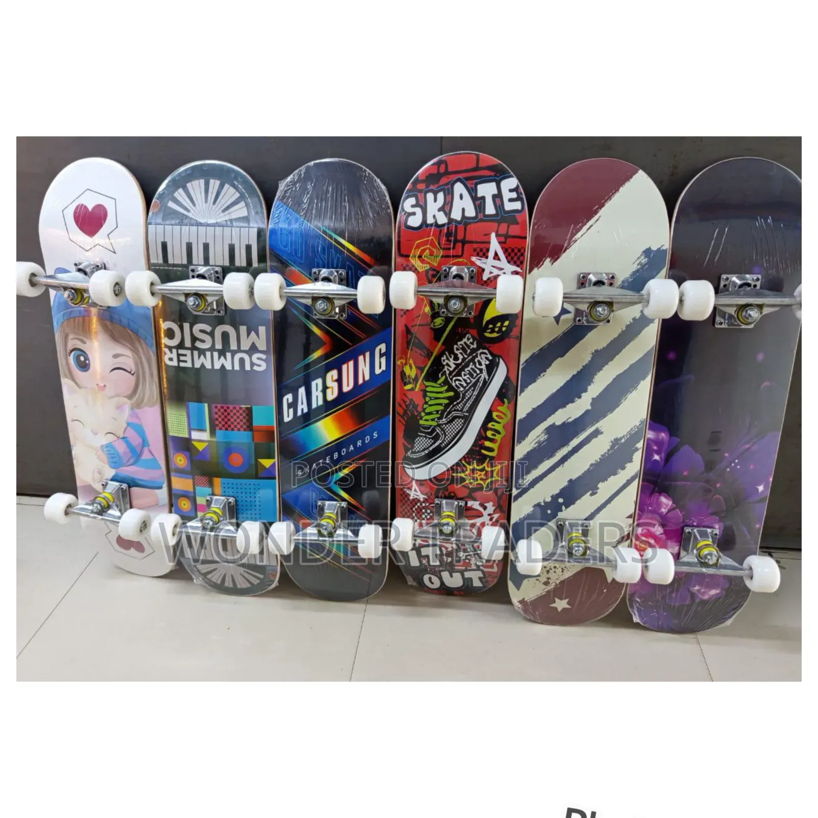 Long Skate Board 
With Grip Tape/ Antislide at the Top
Rubber Wheels