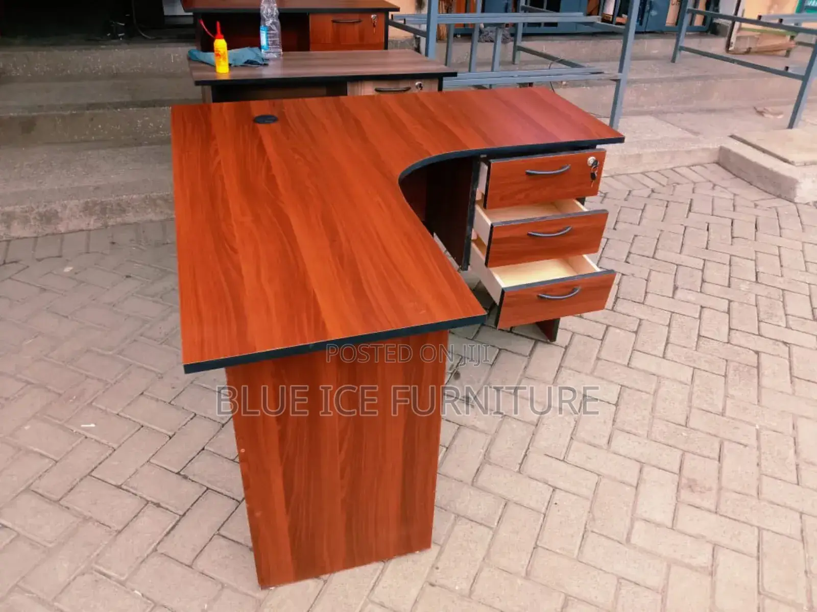 Brown L-Shaped Desk