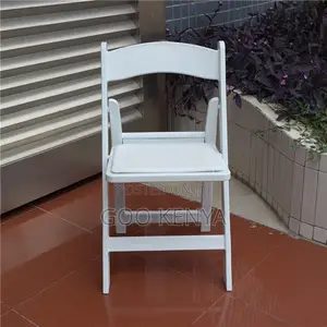 Outdoor Chair; White Wooden Folding Chair for Dining Tables