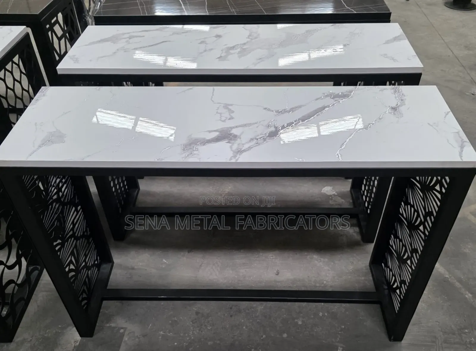 White Console Table Very Unique Look.
