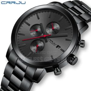 Black Simple Minimalistic Red Sticks Chrono Watch