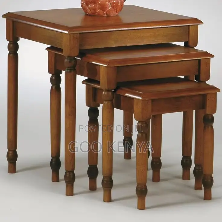 Home Table Set; Mahogany Wood Coffee Table With Matching Set