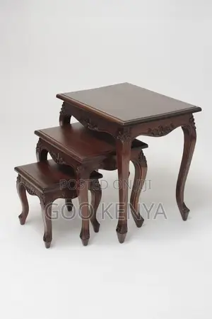 Home Table Set; Mahogany Wood Coffee Table With Matching Set