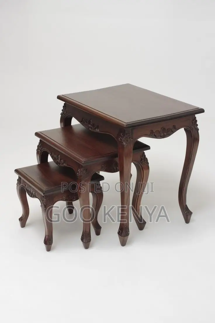 Home Table Set; Mahogany Wood Coffee Table With Matching Set