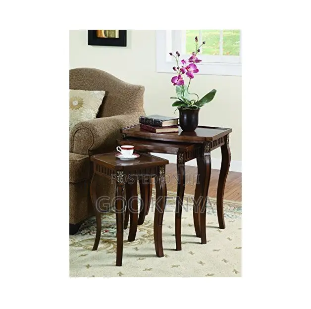 Home Table Set; Mahogany Wood Coffee Table With Matching Set