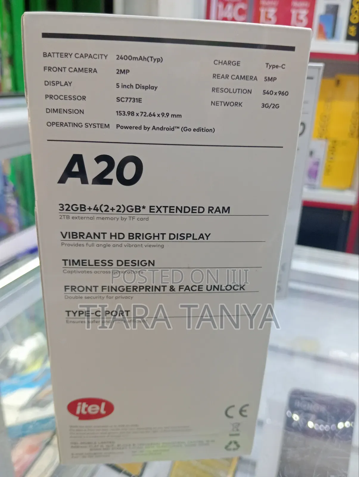 New Itel A20 16 GB Black