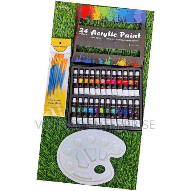 24pcs Acrylic Paint With Brushes - main view