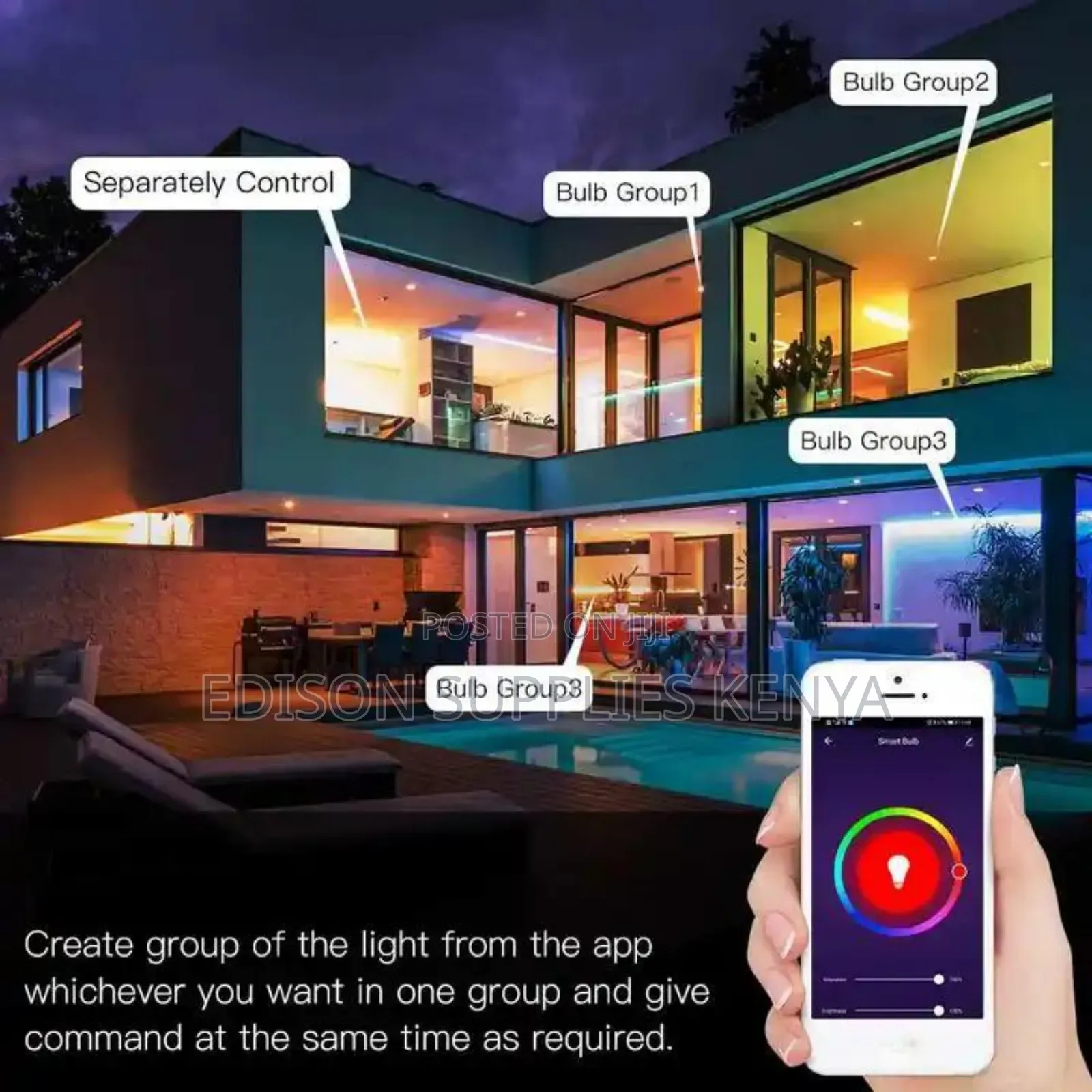 Wifi Smart Bulb 15 Watts Google App Voice Smart Multicolour Smartphone