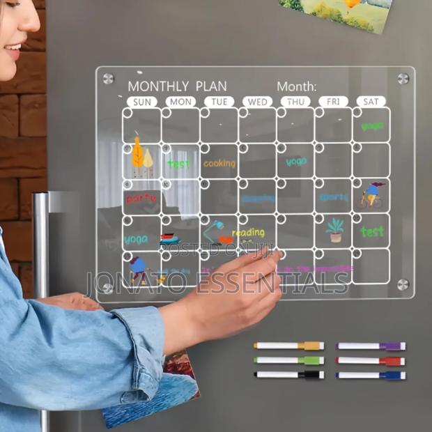 Clear Acrylic Magnetic Fridge Calendar Whiteboard Planner Set