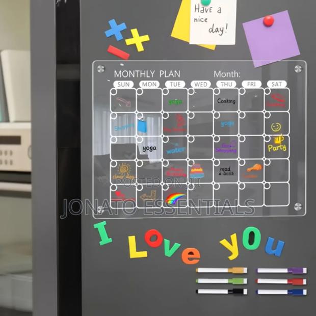 Clear Acrylic Magnetic Fridge Calendar Whiteboard Planner Set - thumbnail 3