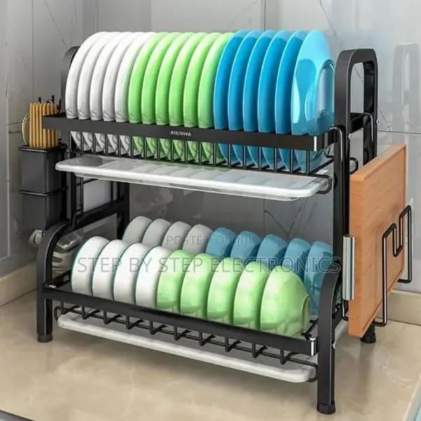 Premium 2-Tier Dish Drainer Dish Rack Modern Aesthetic Kitchen Stand