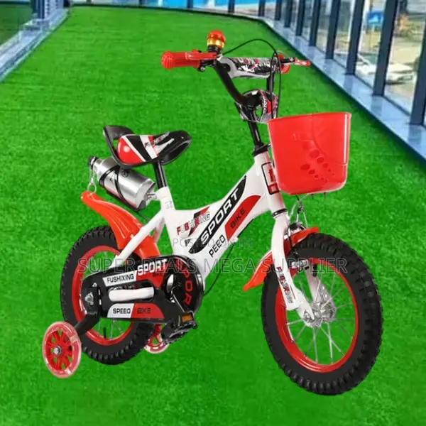 Toddler to Preteen Bike– 12-16 Inch With Water Bottle and Side Wheels
