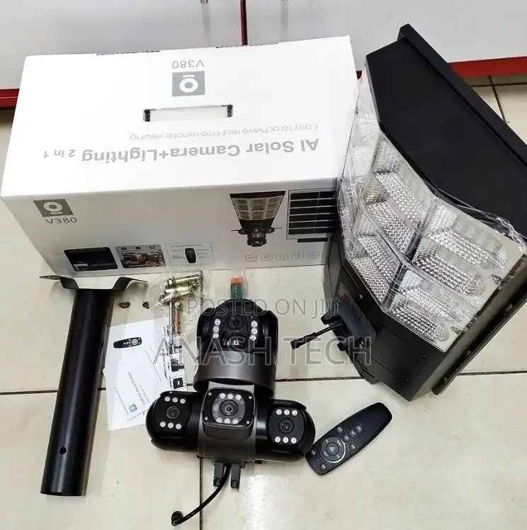 Perect V380 Solar Street Light PTZ Flood Light Triple Lens Camera