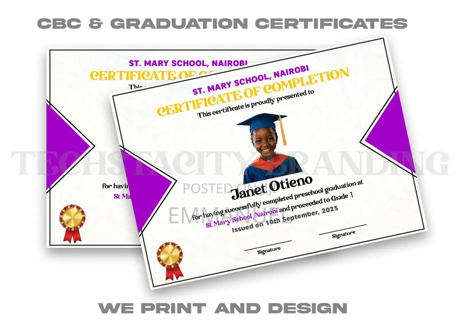 A4 Certificate Design Printing