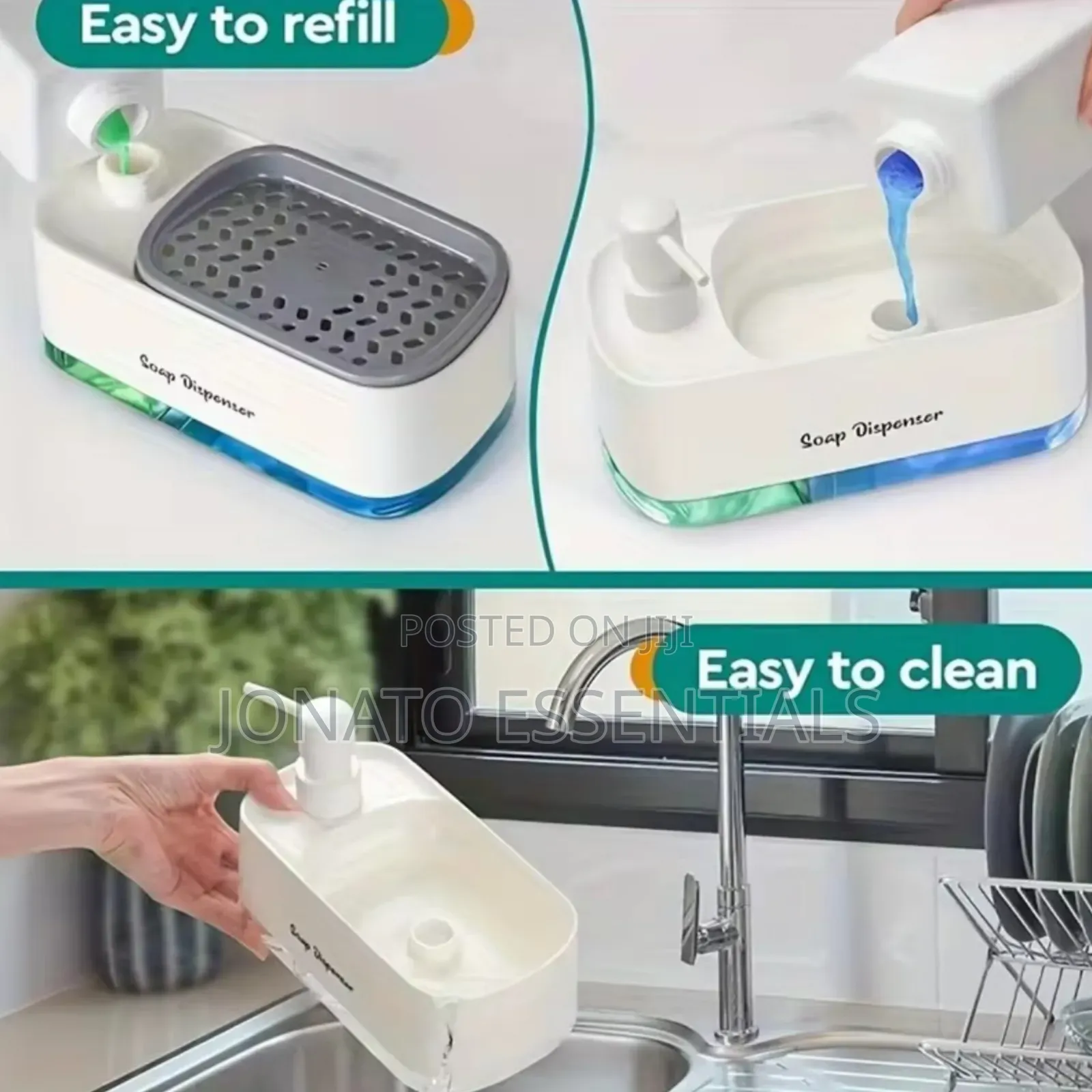 2 in 1 Dish Soap Dispenser and Sponge Holder for Kitchen Sink