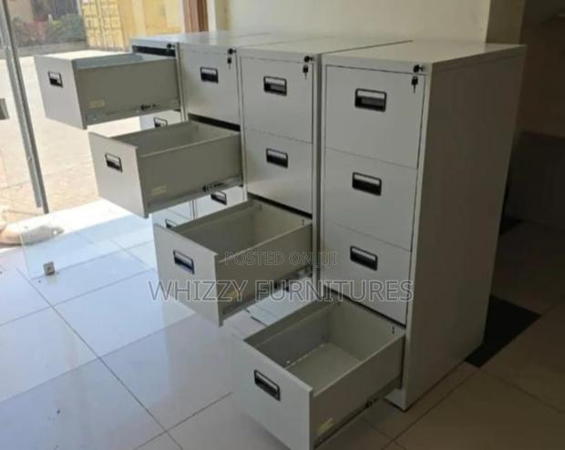 Metallic Four-Drawer Filing Cabinet - main view