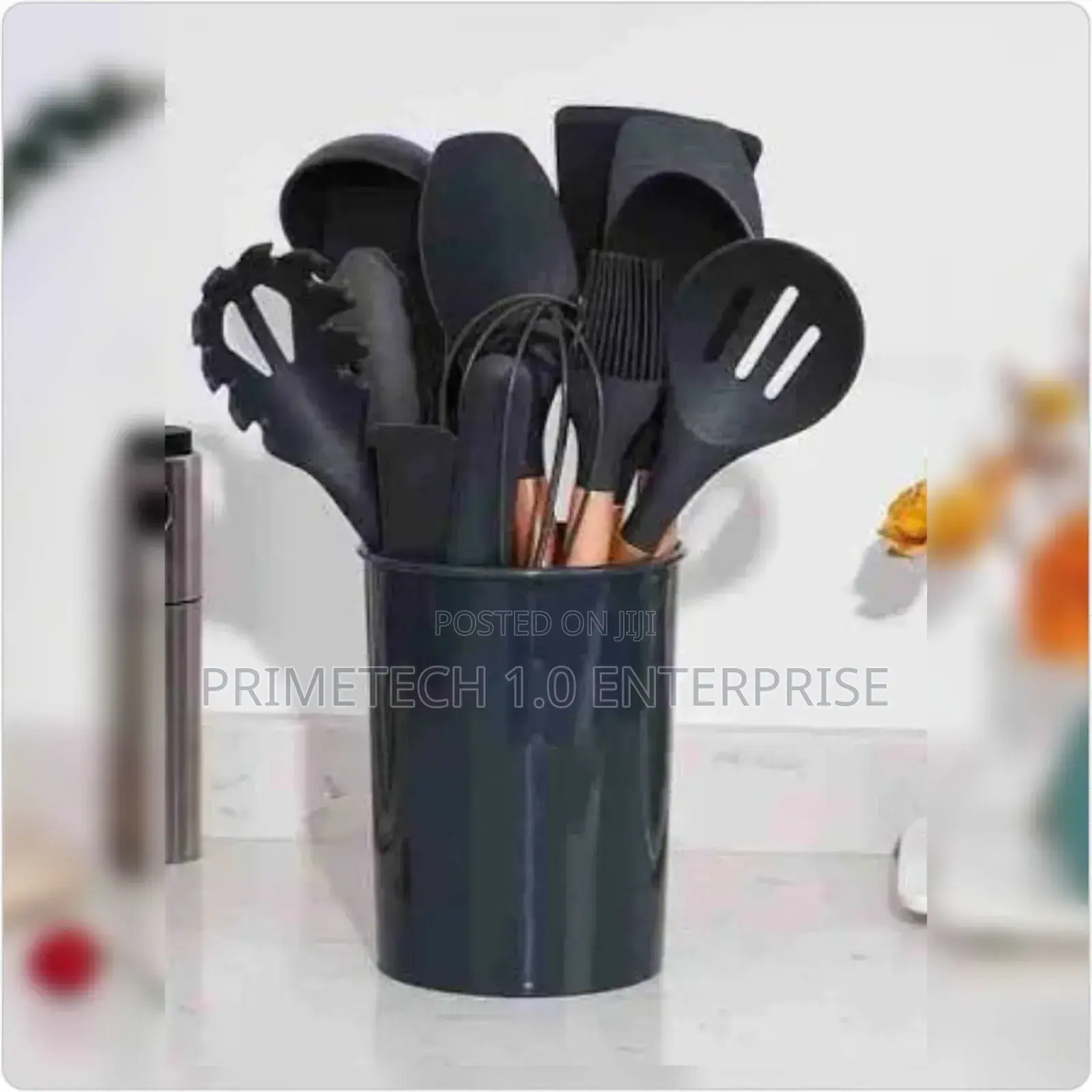 Black 12pcs Silicone Spoons