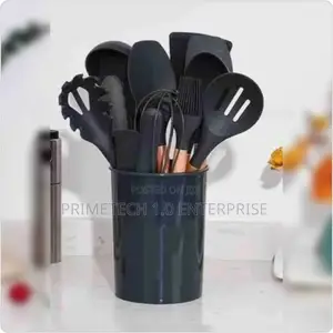 Black 12pcs Silicone Spoons
