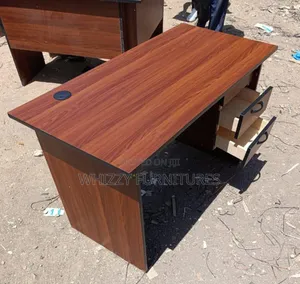 Wooden Office Desk With a Dark Walnut Finish