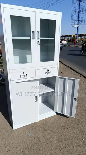 Two-Door,Half-Glass Metallic Filing Cabinet