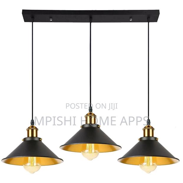 3-in-1 Industrial-Style Pendant Light With Black and Gold Metal Shades
