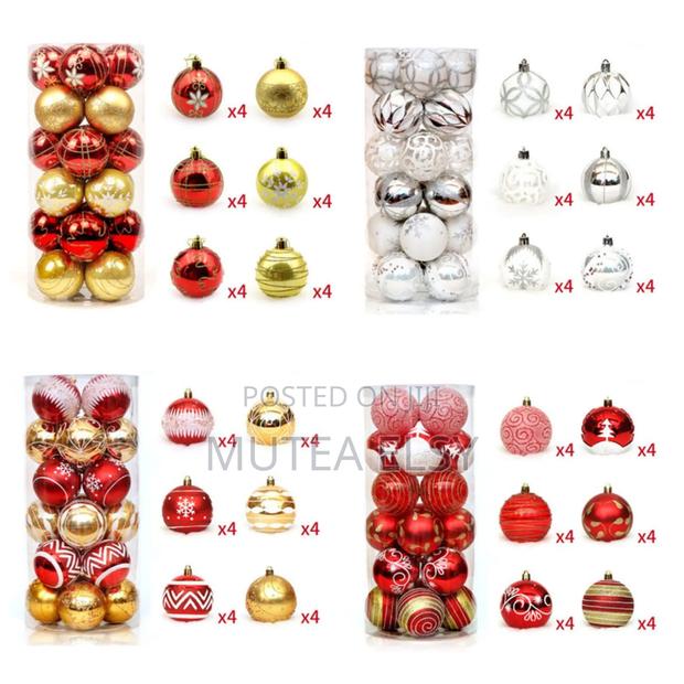 24 PCS Multicoloured Christmas Decor Ball Sets 6 Cm - main view