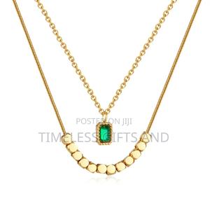 Double Layered Green Gold Necklace - thumbnail 2