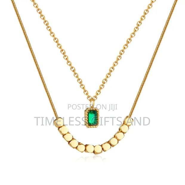 Double Layered Green Gold Necklace - main view