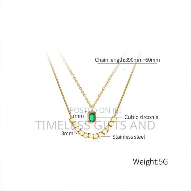 Double Layered Green Gold Necklace - thumbnail 3