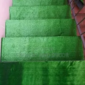 Stylish Stairs With Artificial Green Grass Carpet