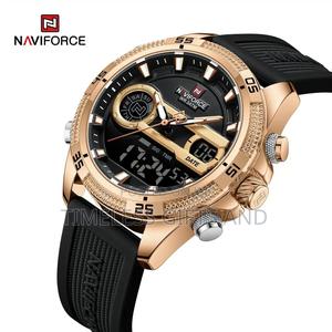 Naviforce 9223 Analog Digital Black Rose Gold Rubber Watch