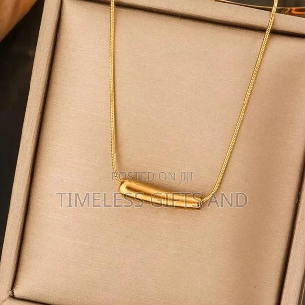 Gold Stainless Steel Necklace Simple Eggplant Pendant
