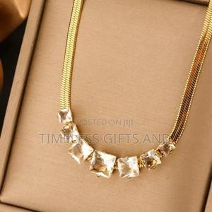 Ladies Gold Chain With Square Crystal Pendants - thumbnail 2