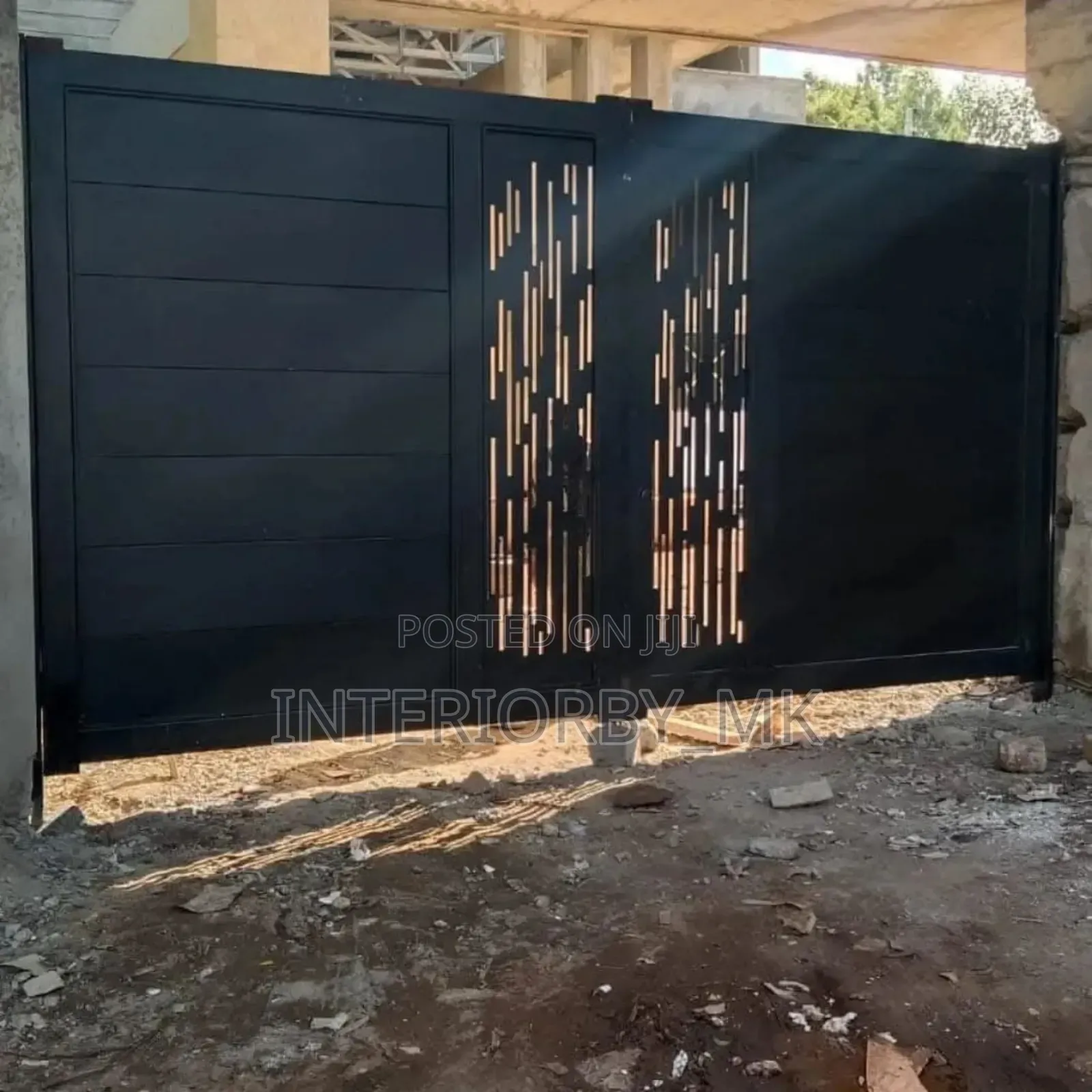 Decorative Swing Gate With Patterned Panels
